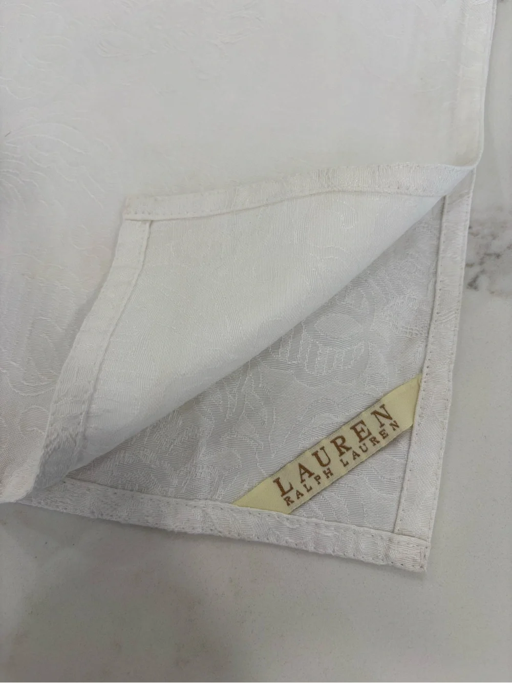 Ralph Lauren White Floral Jacquard Dinner Napkins Set of 4